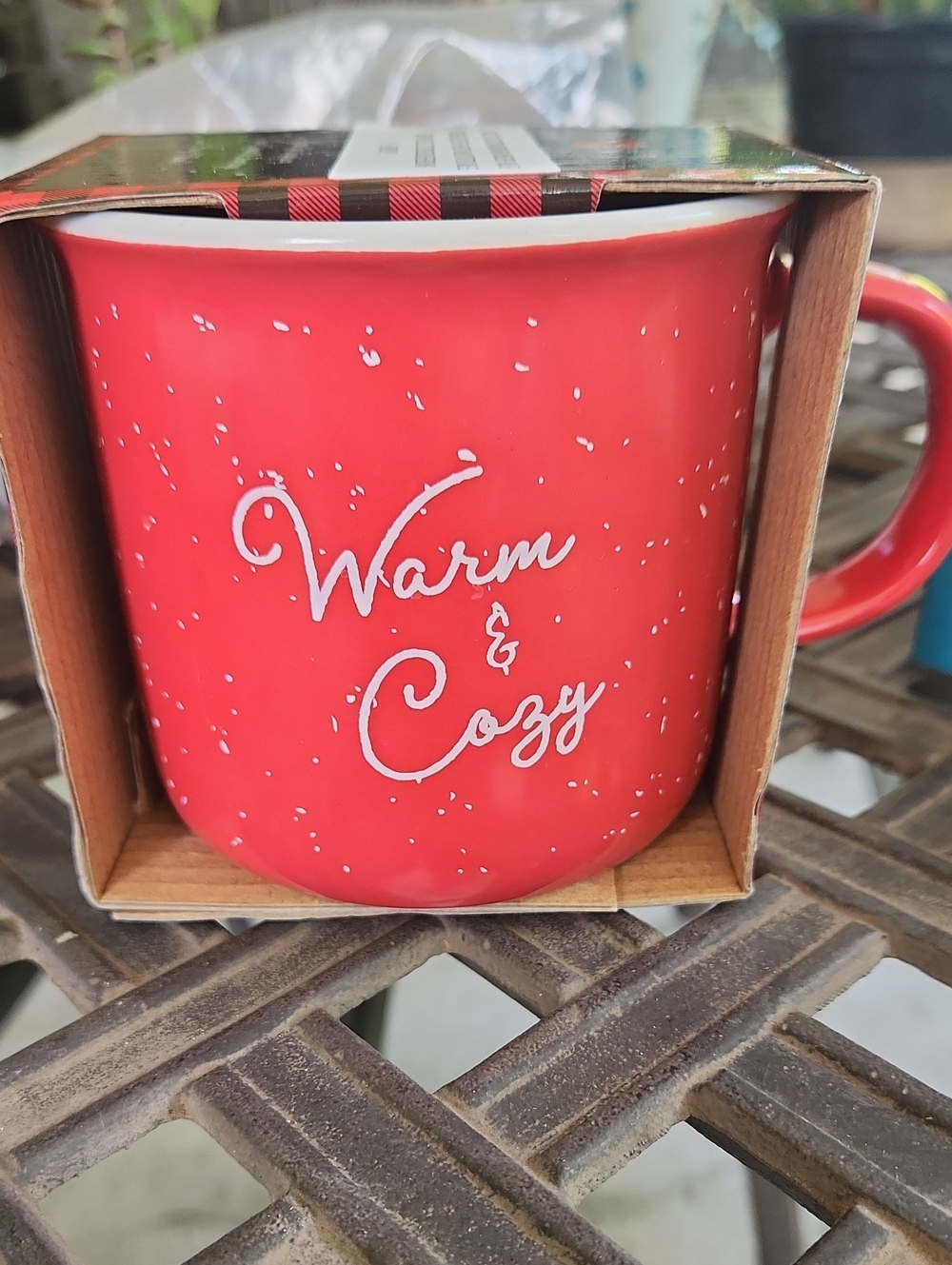 Home Essentials Red 'Warm & Cozy' Ceramic Mug